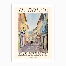 Il Dolce Far Niente Rimini, Italy Watercolour Streets 1 Poster Art Print