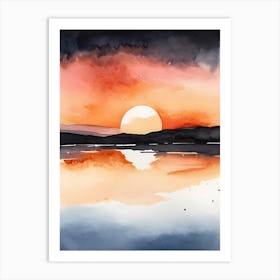 Minimalist Sunset Watercolor Painting (6) Art Print