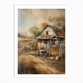 A wall artwork dating back to the year 1960, with all the details and colours. The farm is from an old oil painting, with faded oil colours.5 Art Print