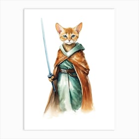 Abyssinian Cat As A Jedi 3 Art Print