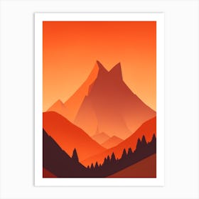 Misty Mountains Vertical Composition In Orange Tone 322 Art Print