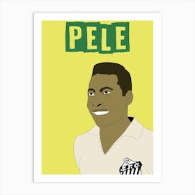 Pele, Cartoon Style, Brazil, Football, Soccer, Art, Wall Print Art Print