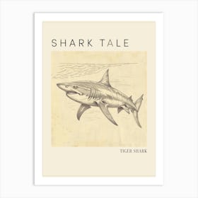 Tiger Shark Vintage Illustration 2 Poster Art Print