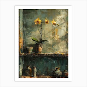 Orchids On A Shelf Art Print