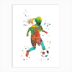 Little Girl Soccer Player Art Print