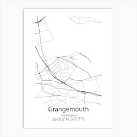 Grangemouth,United Kingdom Minimalist Map Art Print