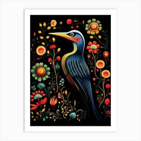 Folk Bird Illustration Cormorant 3 Art Print