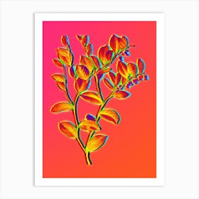 Neon Andromeda Axillaris Bloom Botanical in Hot Pink and Electric Blue n.0144 Art Print