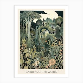 Gardens Of The World Vintage Art Nouveau Botanical  Art Print