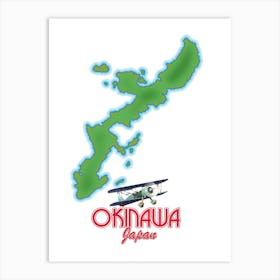 Okinawa Japan map Art Print