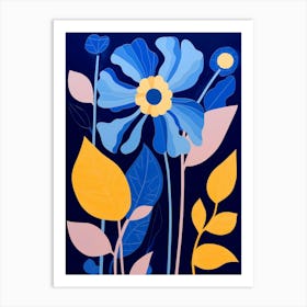 Blue Flower Illustration Daffodil 1 Art Print