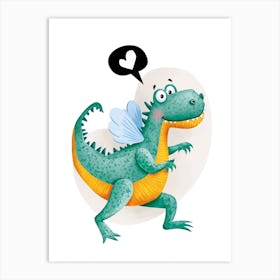 Cute Dragon With Wings Art Print