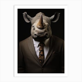 Rhinoceros Wearing A Suit 3 Art Print