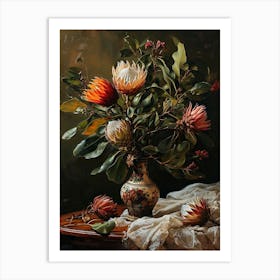 Baroque Floral Still Life Protea 2 Art Print