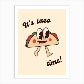 It'S Taco Time Retro Cartoon Art Print