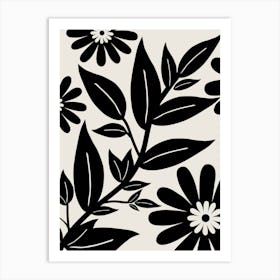 Black And White Floral Garden Art Print