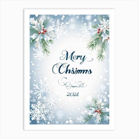 A Tasteful Composition Of Calligraphy Featuring The Text Merry Christmas 2024 Expertly Written In (7) Art Print