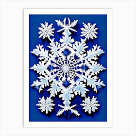 Intricate, Snowflakes, Blue & White Illustration 3 Art Print