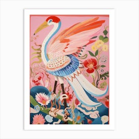 Maximalist Bird Painting Flamingo Art Print