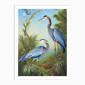 Great Blue Heron 2 Haeckel Style Vintage Illustration Bird Art Print