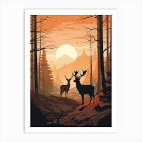 Deer In The Forest 4 Art Print