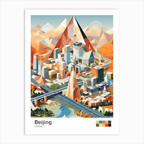 Beijing, China, Geometric Illustration 3 Poster Art Print