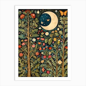 William Morris Moon And Trees Art Print