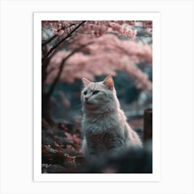 Cat In Cherry Blossoms 8 Art Print