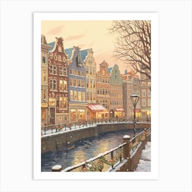 Vintage Winter Illustration Amsterdam Netherlands 5 Art Print