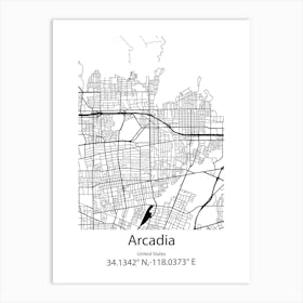 Arcadia,United States Minimalist Map Art Print