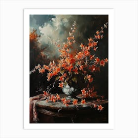 Baroque Floral Still Life Coral Bells 2 Art Print