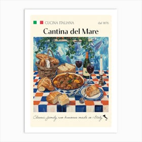 Cantina Del Mare Trattoria Italian Poster Food Kitchen Art Print