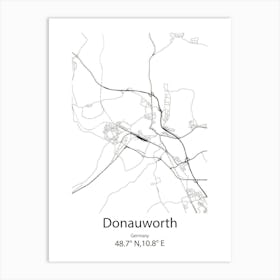 Donauworth,Germany Minimalist Map Art Print