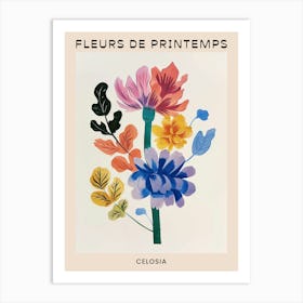 Spring Floral French Poster  Celosia 1 Art Print