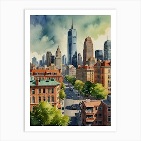 New York City Watercolor Painting Art Print