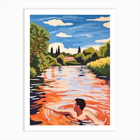 Wild Swimming At River Great Ouse Bedfordshire 3 Art Print