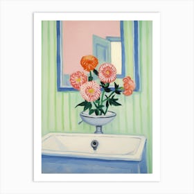 A Vase With Zinnia, Flower Bouquet 2 Art Print