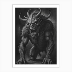 Creepy Demon Sketch Art Print