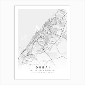 Dubai United Arab Emirates White Map Art Print