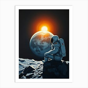 Astronaut On The Moon Art Print