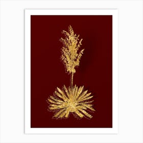 Vintage Adam's Needle Botanical in Gold on Red n.0368 Art Print