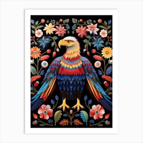 Folk Bird Illustration Bald Eagle Art Print