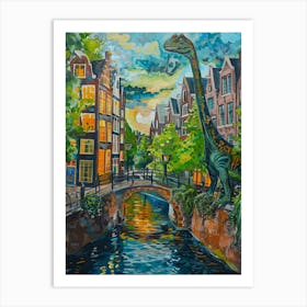 Dinosaur In The Canals Of Amsterdam 1 Art Print