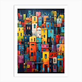 "Urban Kaleidoscope: Vibrant Tapestry of the Cityscape" Art Print