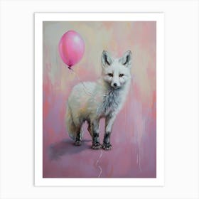 Cute Arctic Fox 3 With Balloon Art Print