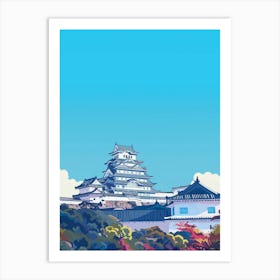 Himeji Castle Japan 2 Colourful Illustration Art Print