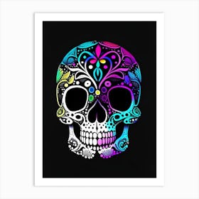 Skull With Vibrant Colors 2 Doodle Art Print