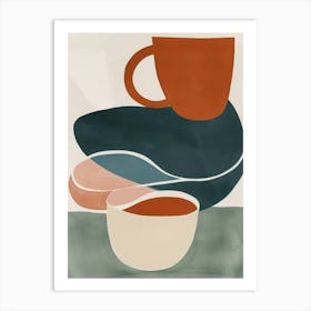 Coffee Mugs Abstract Illustration Art Print