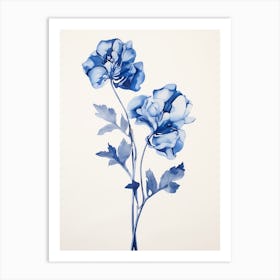 Blue Botanical Freesia 1 Art Print