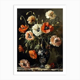 Baroque Floral Still Life Poppy 1 Art Print